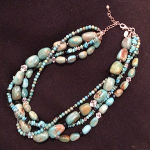 18” genuine turquoise stone and sterling necklace